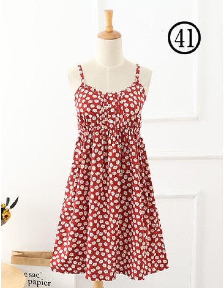 Cotton Bohemian Dress Sleeveless Spaghetti Strap Dress