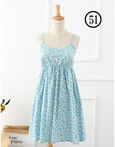 Cotton Bohemian Dress Sleeveless Spaghetti Strap Dress