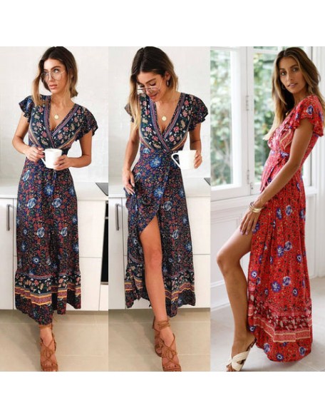 Vintage Flower Print Jumper Maxi Dress