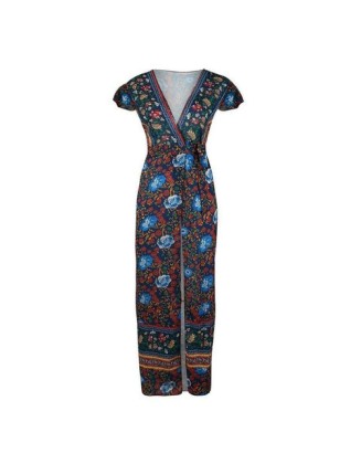 Vintage Flower Print Jumper Maxi Dress