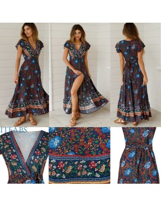 Vintage Flower Print Jumper Maxi Dress