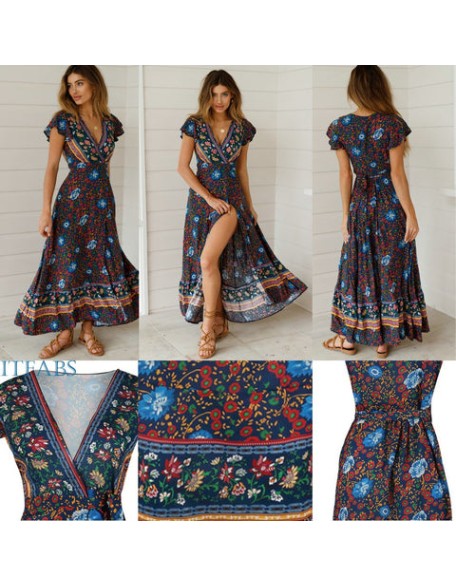 Vintage Flower Print Jumper Maxi Dress