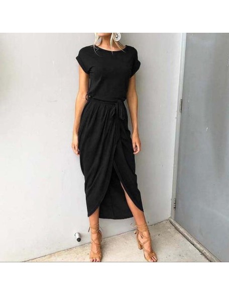 Slim Elegant Bodycon Asymmetrical Long Maxi Dress