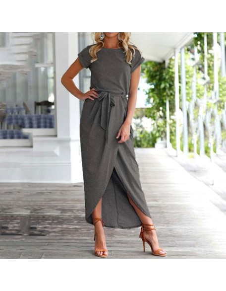 Slim Elegant Bodycon Asymmetrical Long Maxi Dress