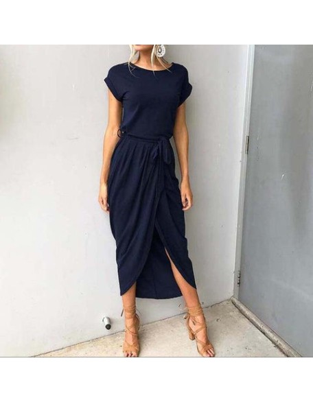 Slim Elegant Bodycon Asymmetrical Long Maxi Dress