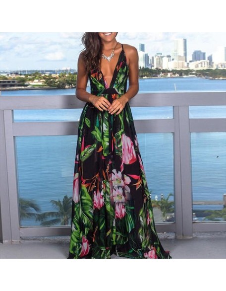 Floral Print  Boho Sexy party night Long Dress